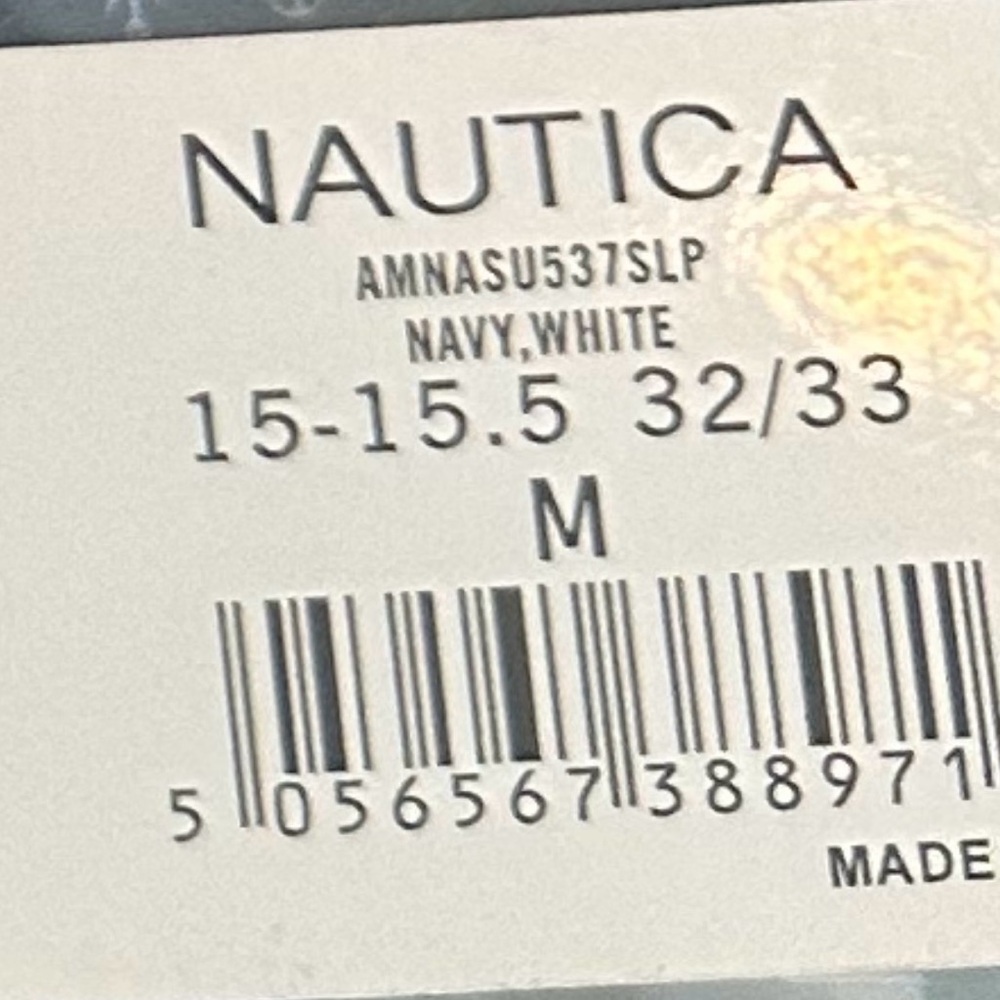 NWT. In box. Nautica Slim Fit Navy Sailboat Print Dress Shirt M 15–15.5 32/33 - Picture 5 of 5